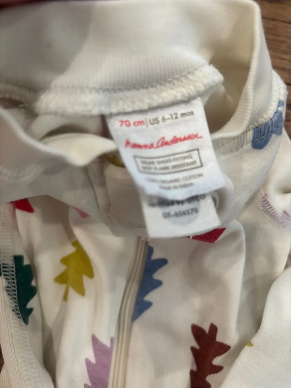 Hanna Andersson Cream Footie with Multicolor Tree Print
